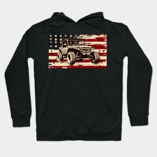 Retro USA Flag Dune Buggy Sand Driver 4x4 Beach rider Baja buggy Offroader Hoodie